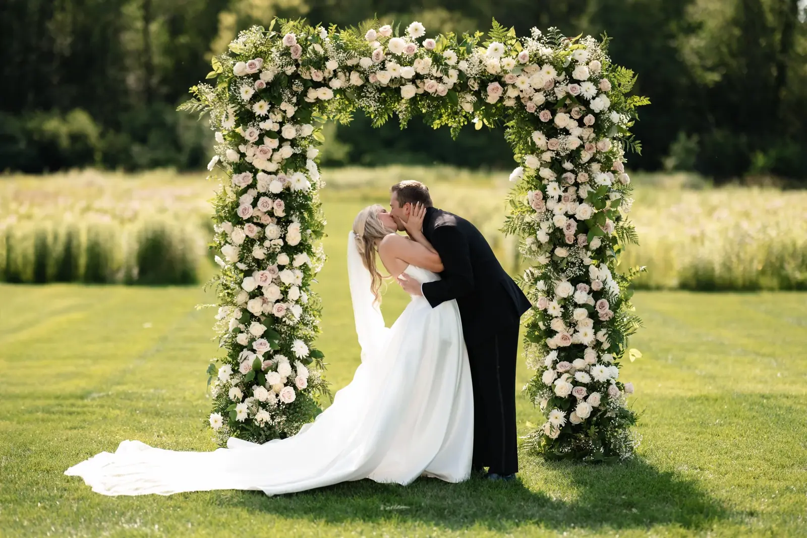 A floral arch in the meadow