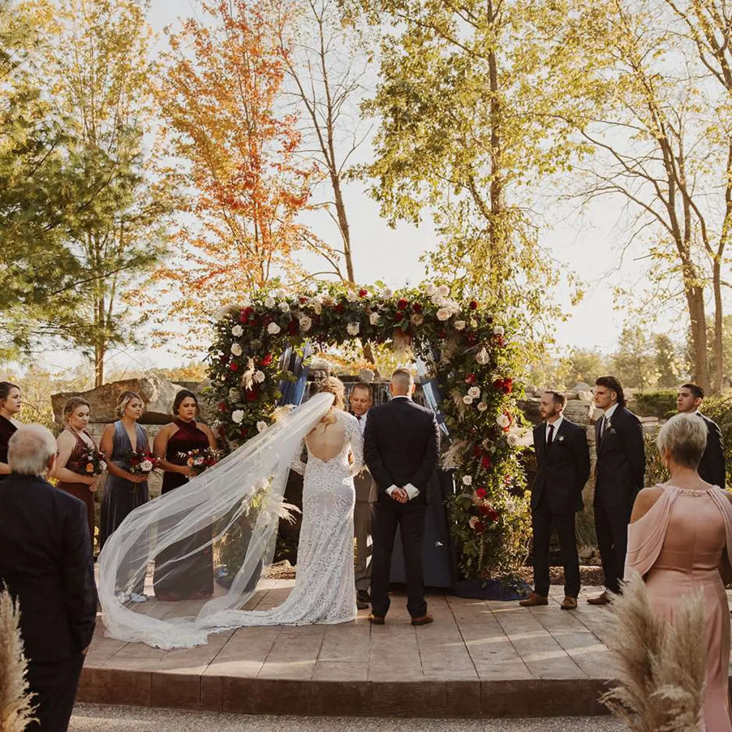 An outdoor ceremony in the woods