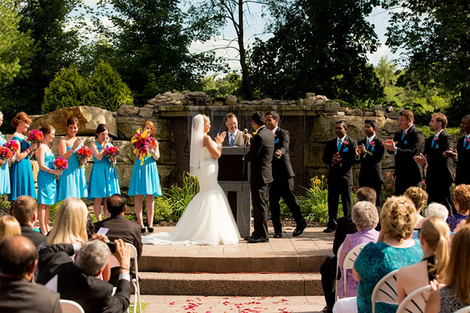 A garden ceremony by the terrace