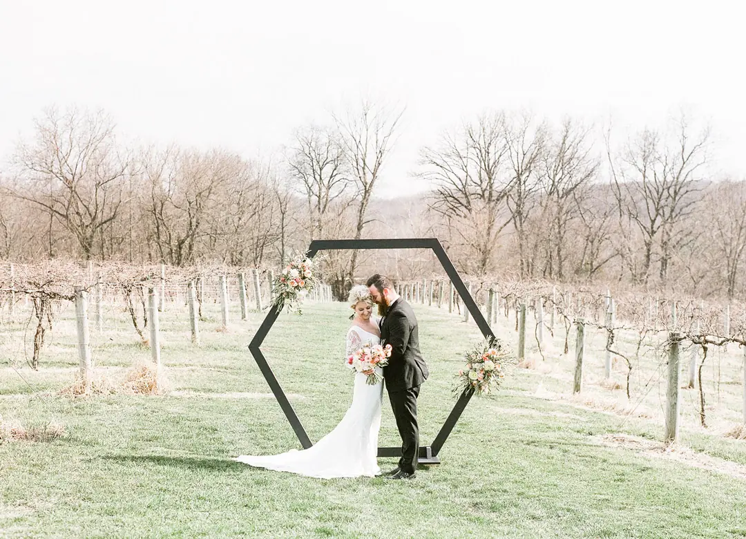 A ceremony arch in the vineyard