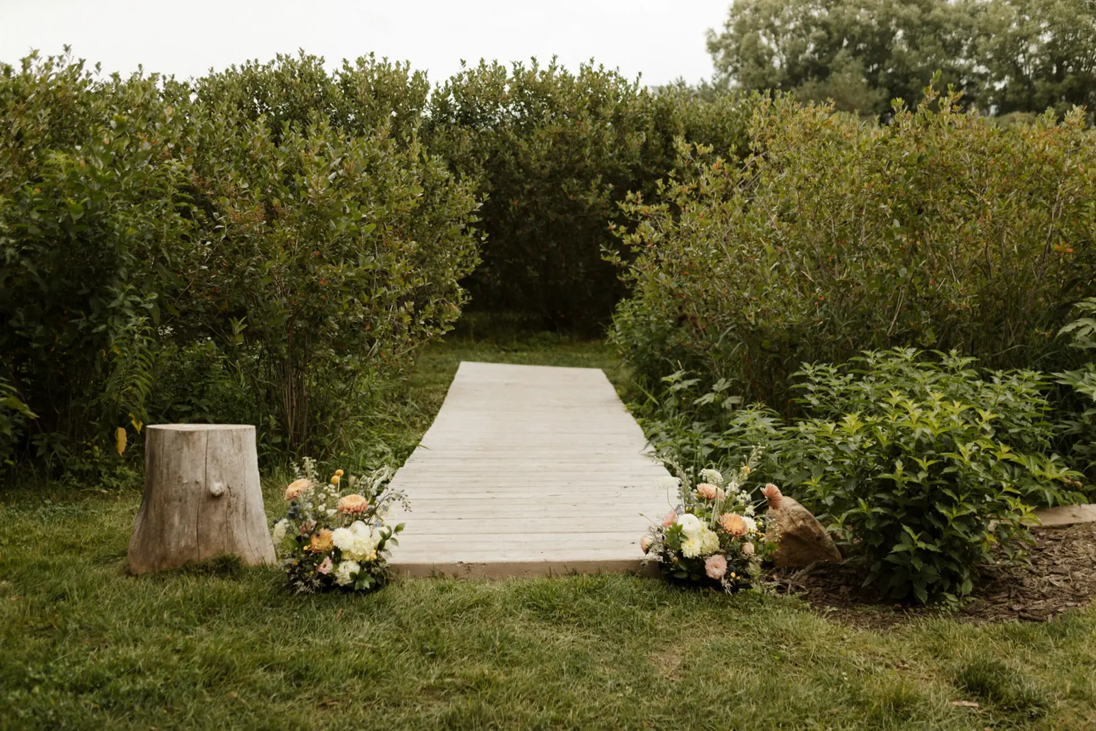 A garden ceremony aisle