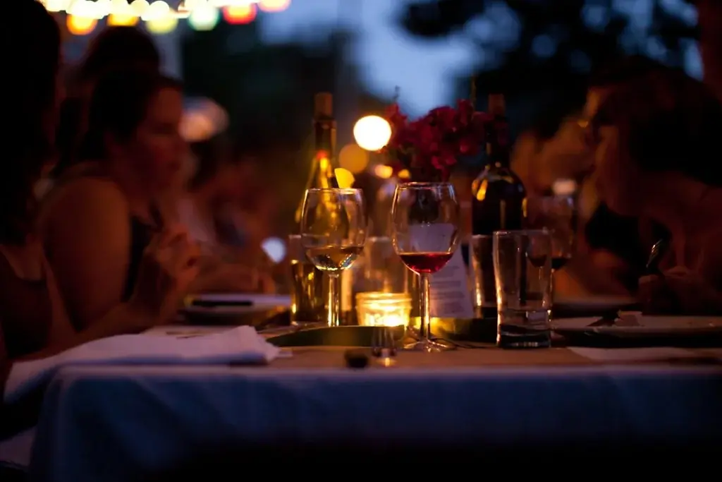 Candlelit dinner at night