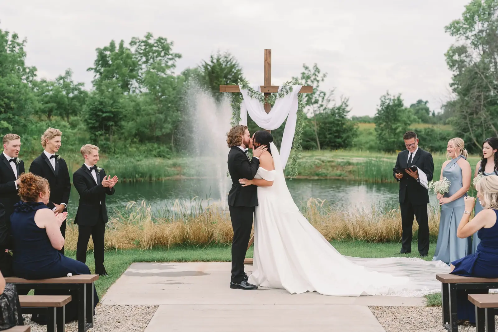 The pond ceremony site and its fountain